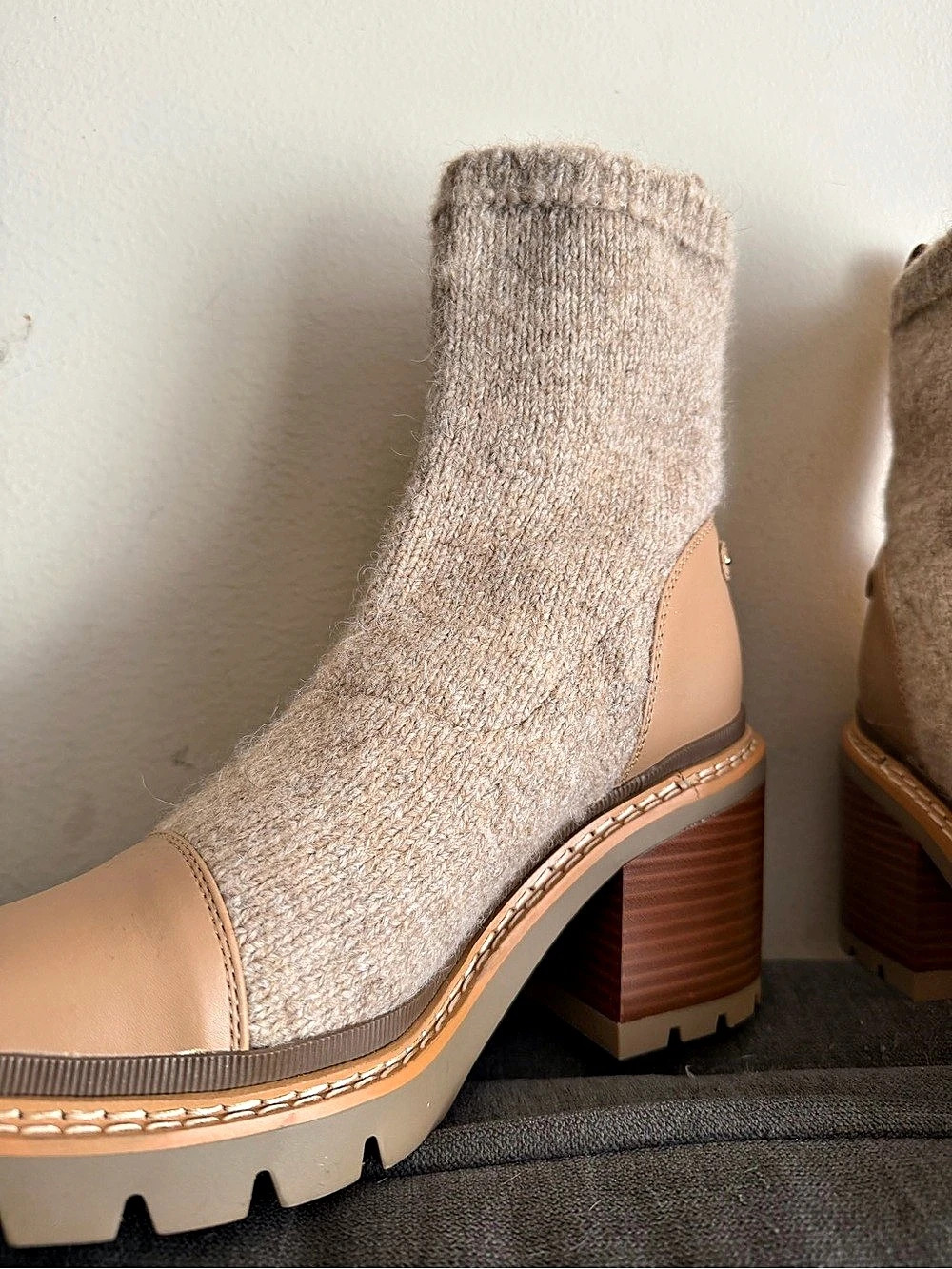 Knit Ankle Boots in Brown & Cream Like New - Picture 8 of 8